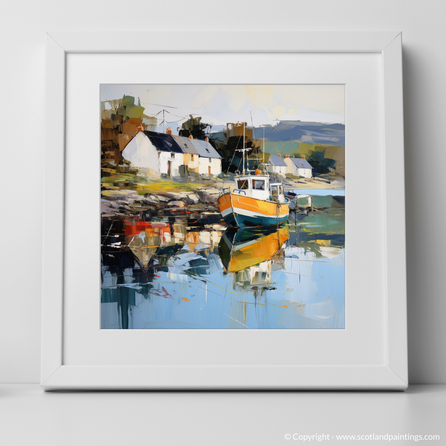 Art Print of Tayvallich Harbour, Argyll with a white frame