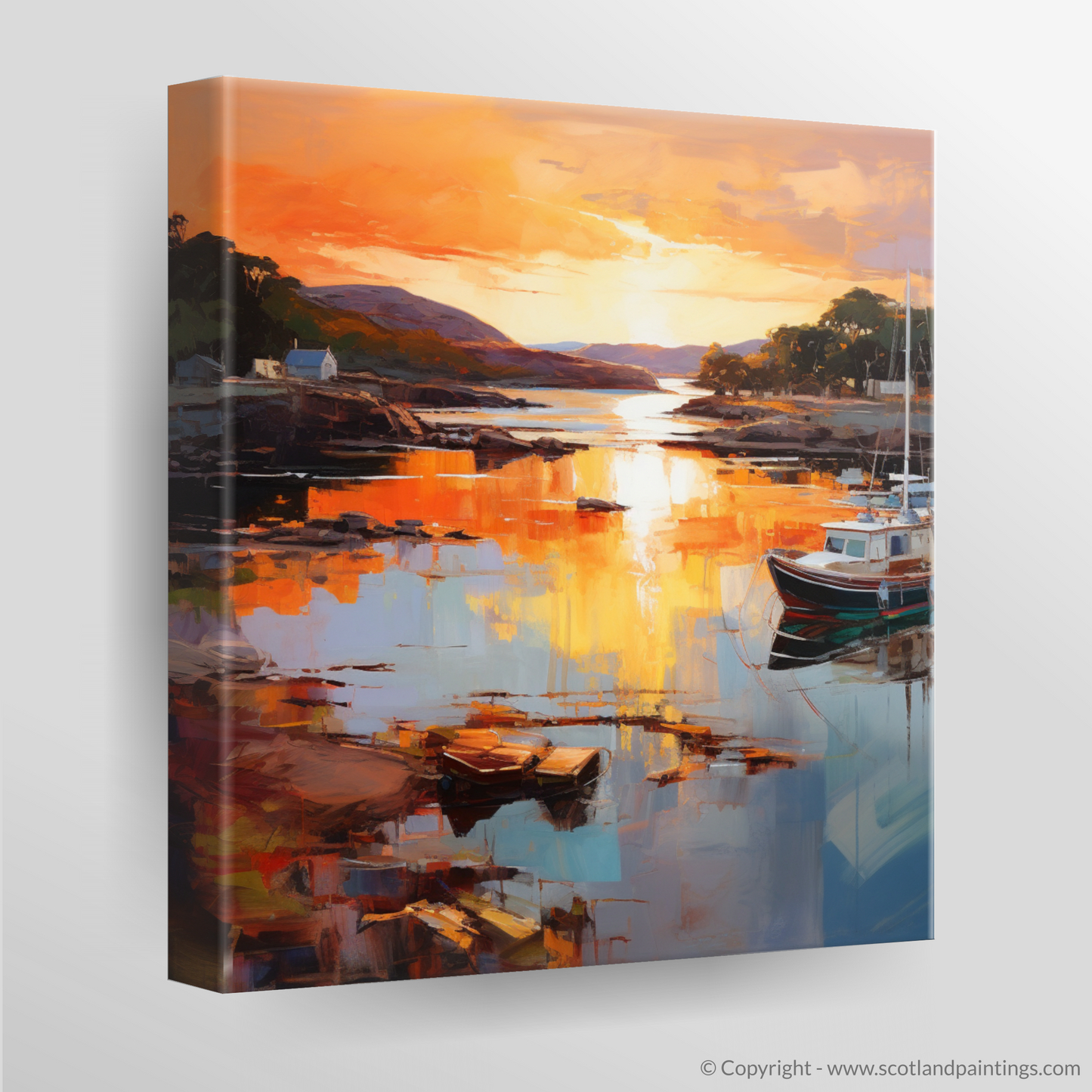 Canvas Print of Isleornsay Harbour at sunset