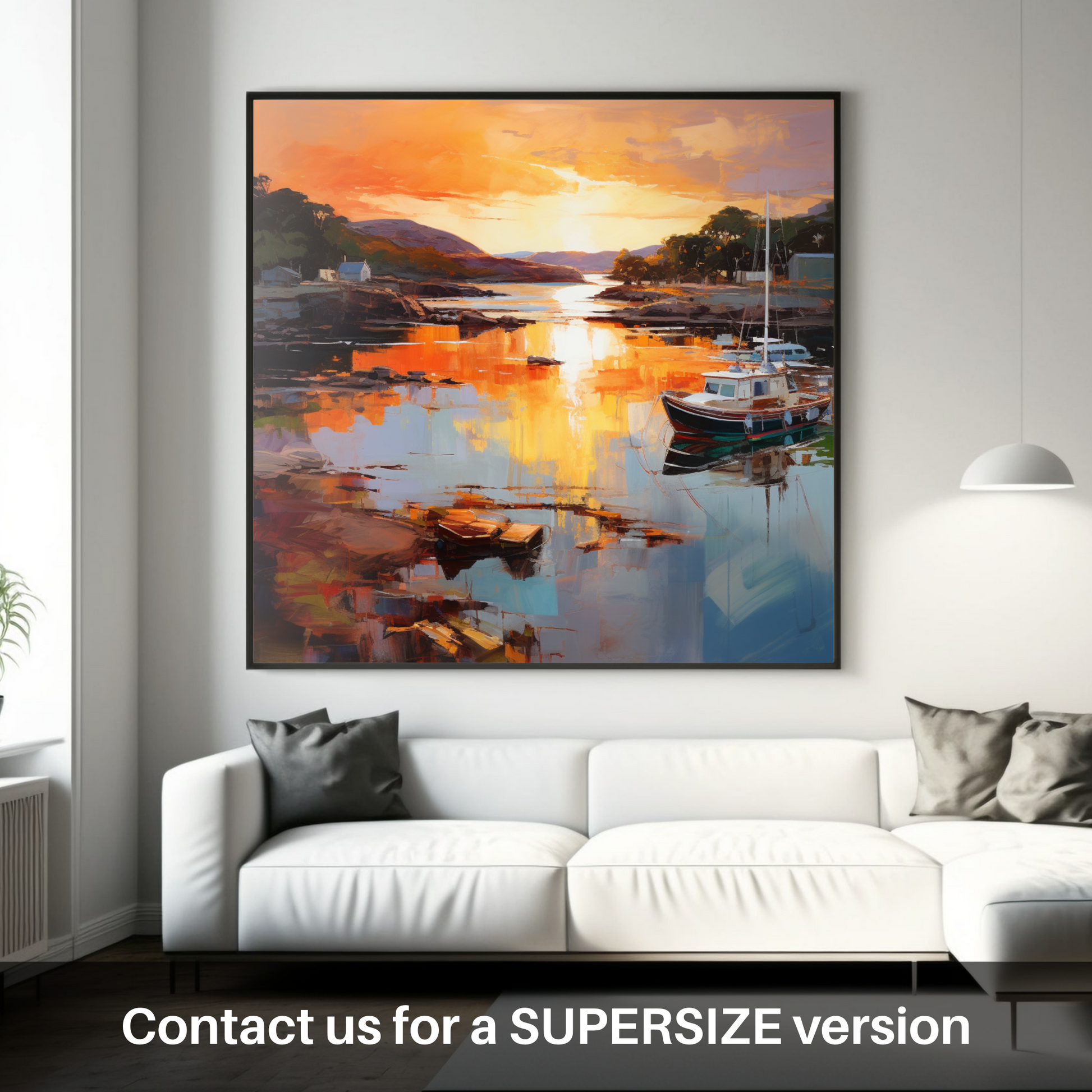 Huge supersize print of Isleornsay Harbour at sunset