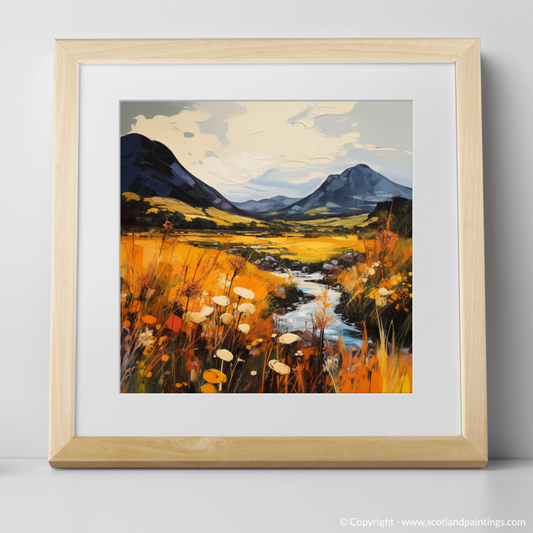Art Print of Golden bracken in Glencoe with a natural frame