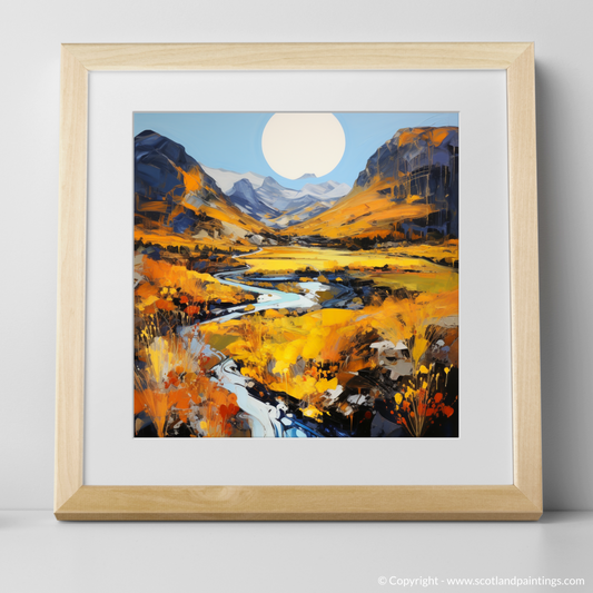 Art Print of Golden bracken in Glencoe with a natural frame