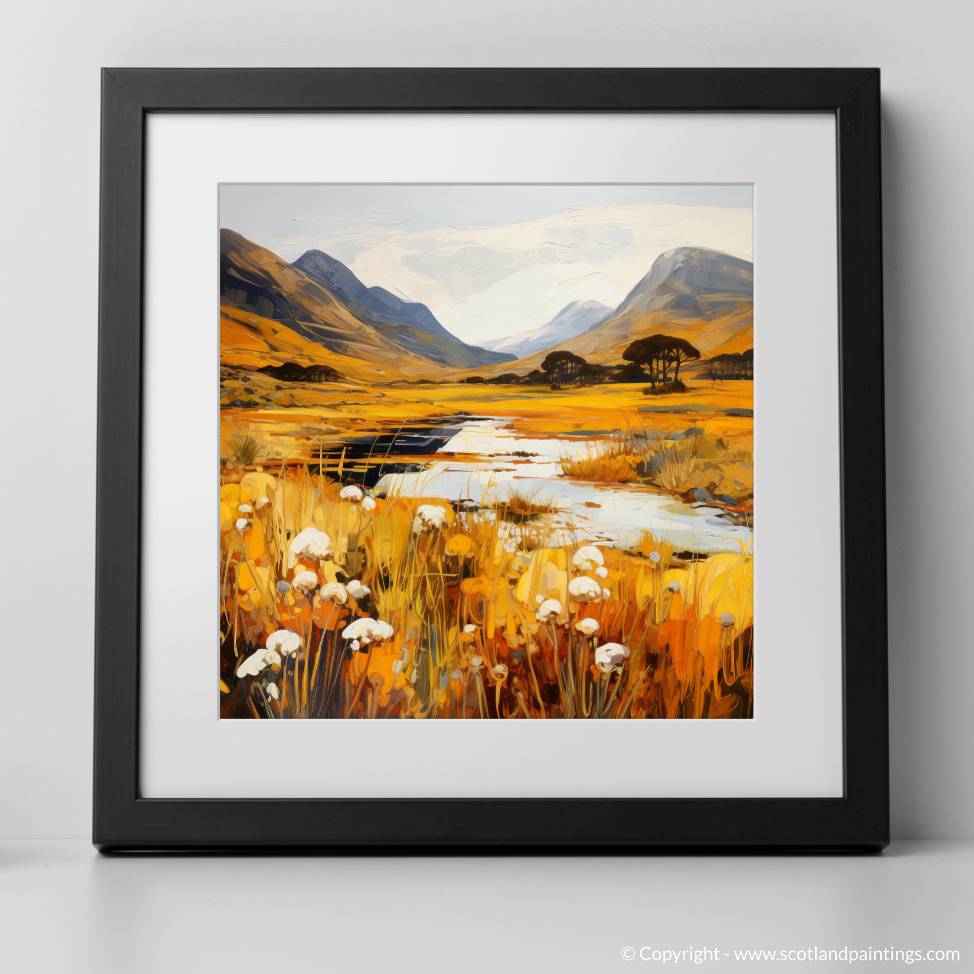 Art Print of Golden bracken in Glencoe with a black frame