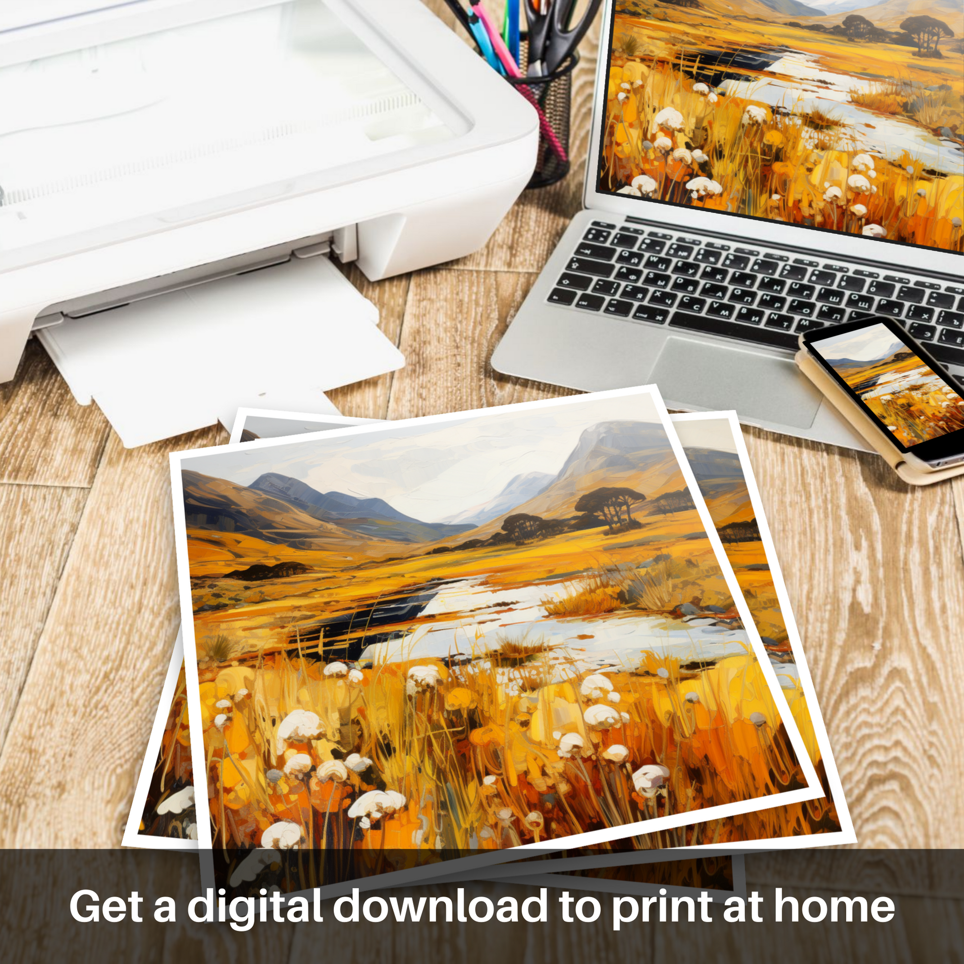 Downloadable and printable picture of Golden bracken in Glencoe