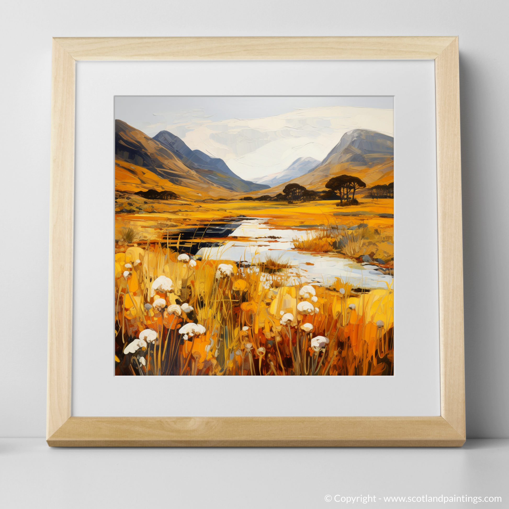 Art Print of Golden bracken in Glencoe with a natural frame