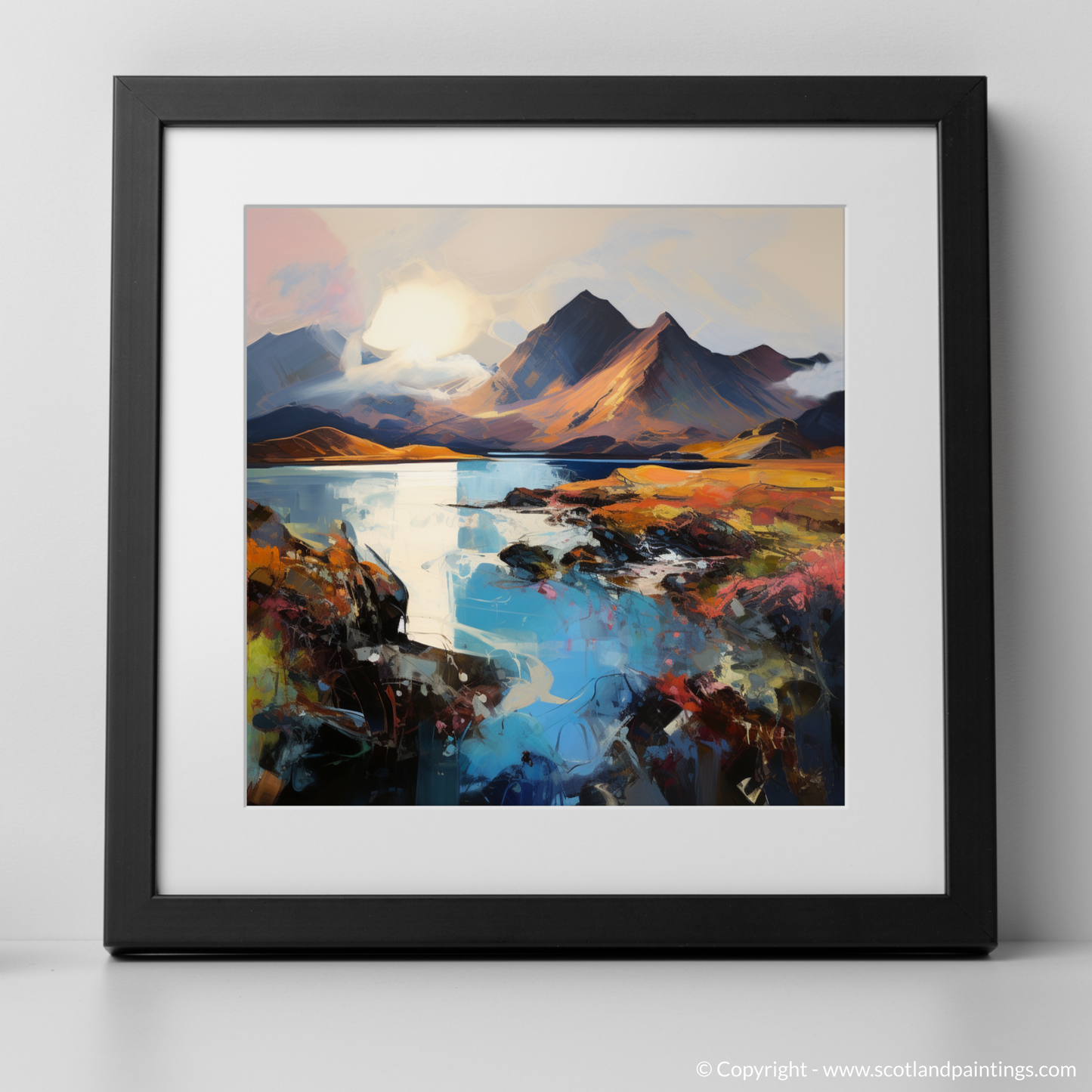 Art Print of The Cuillin, Isle of Skye with a black frame