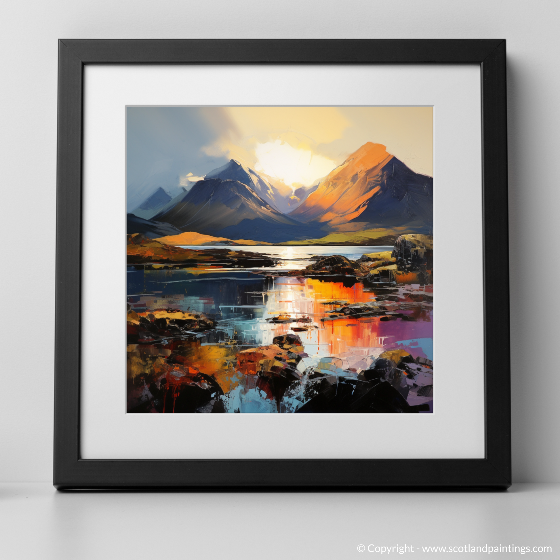 Art Print of The Cuillin, Isle of Skye with a black frame