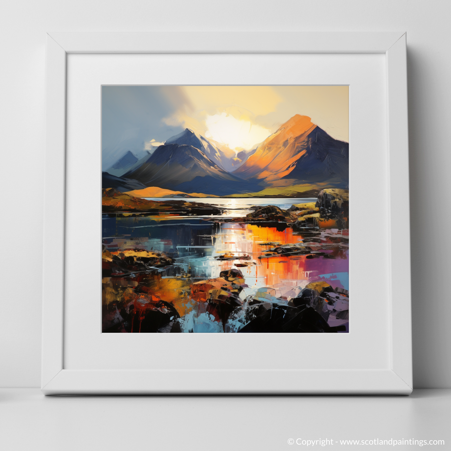 Art Print of The Cuillin, Isle of Skye with a white frame