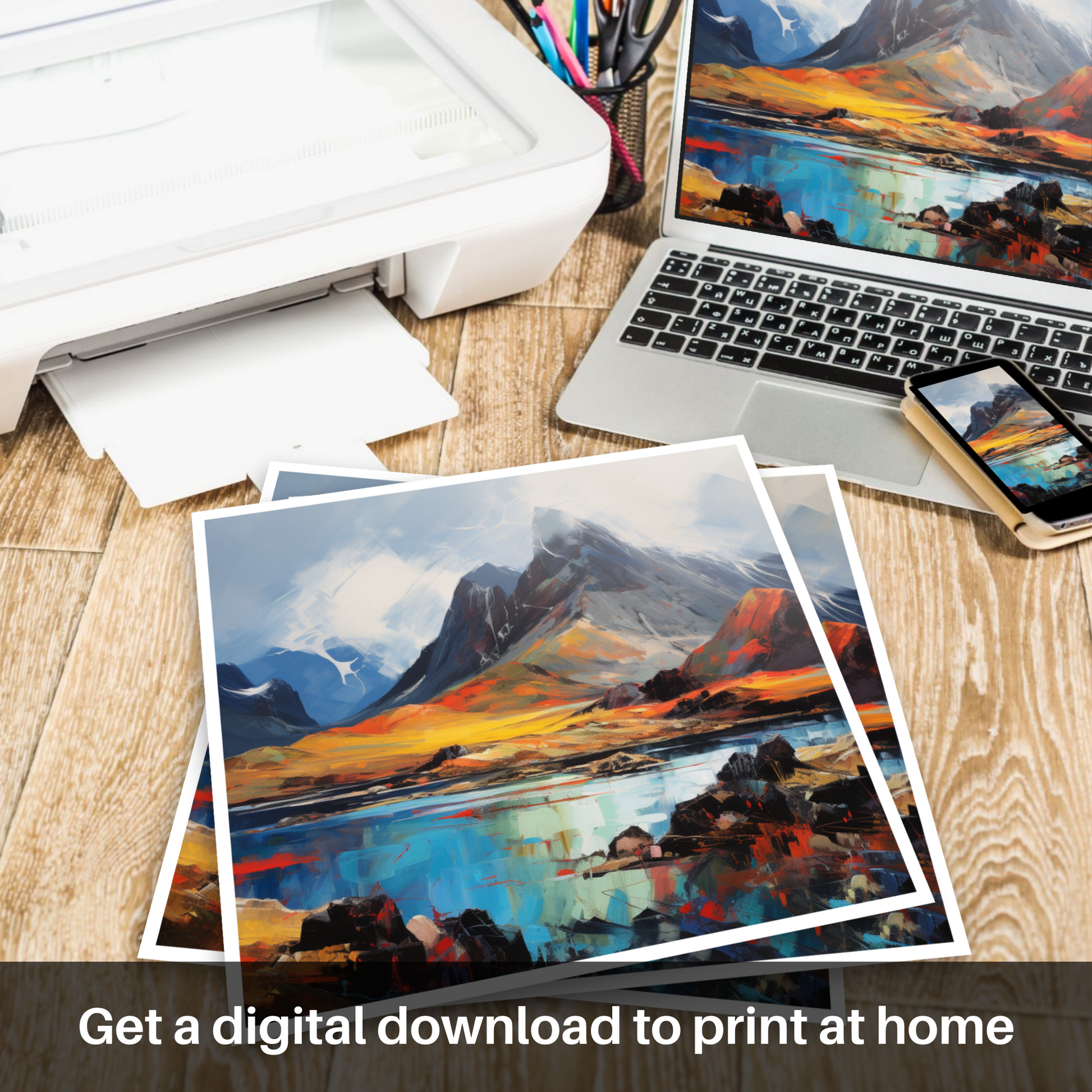 Downloadable and printable picture of The Cuillin, Isle of Skye