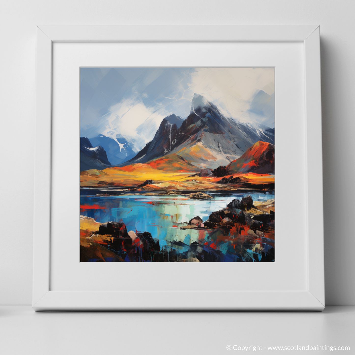 Art Print of The Cuillin, Isle of Skye with a white frame