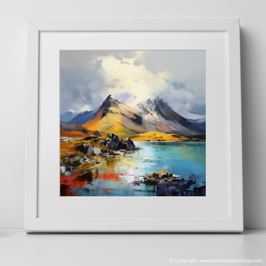 Painting and Art Print of The Cuillin, Isle of Skye. Dancing Light on The Cuillin Peaks.