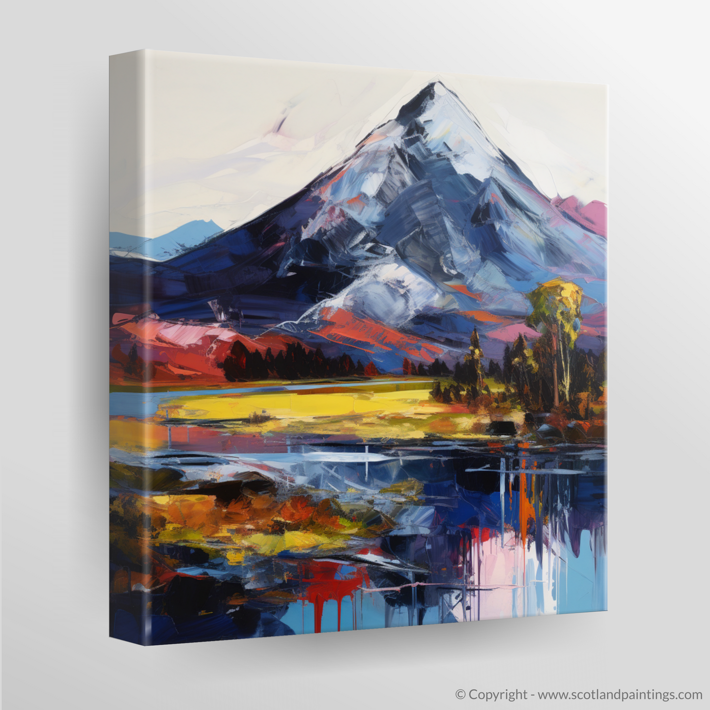 Painting and Art Print of Schiehallion. Majestic Schiehallion: An Expressionist Ode to Scotland's Rugged Beauty.