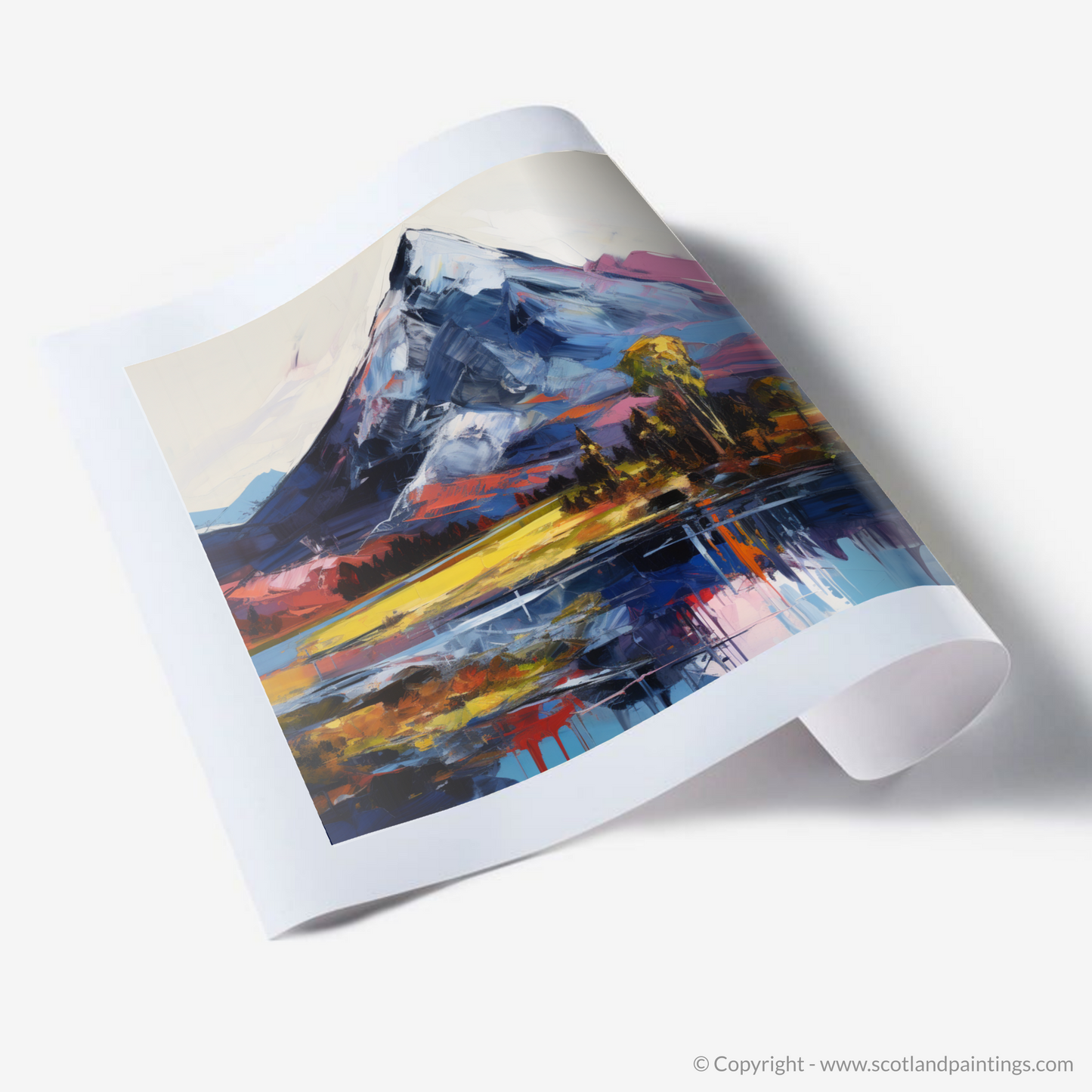 Painting and Art Print of Schiehallion. Majestic Schiehallion: An Expressionist Ode to Scotland's Rugged Beauty.