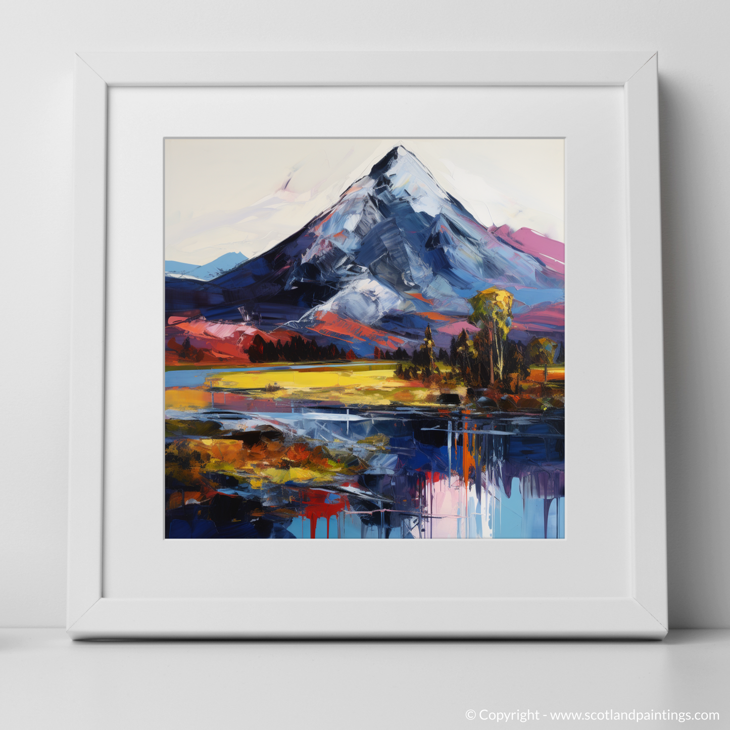 Painting and Art Print of Schiehallion. Majestic Schiehallion: An Expressionist Ode to Scotland's Rugged Beauty.