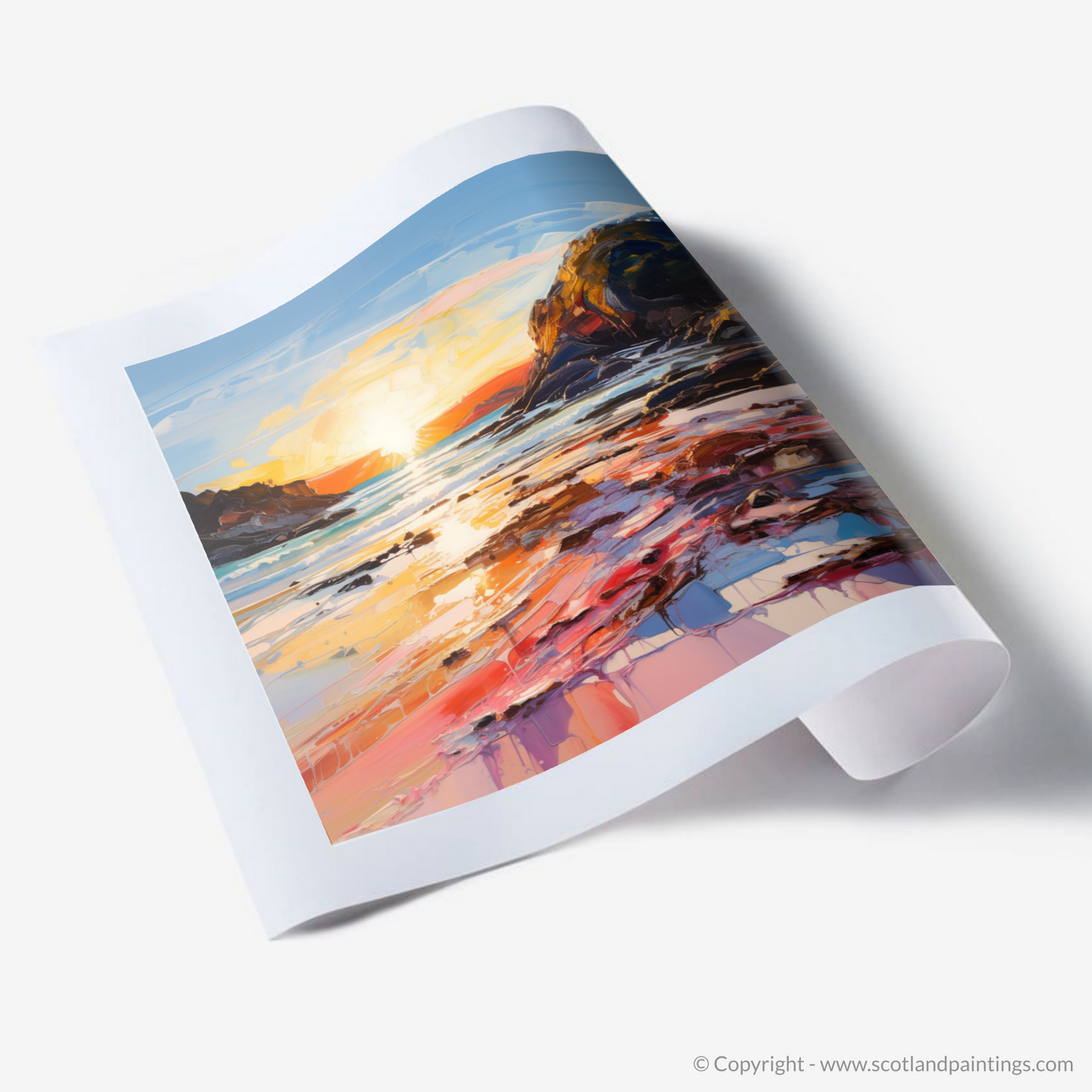 Art Print of Coral Beach at golden hour