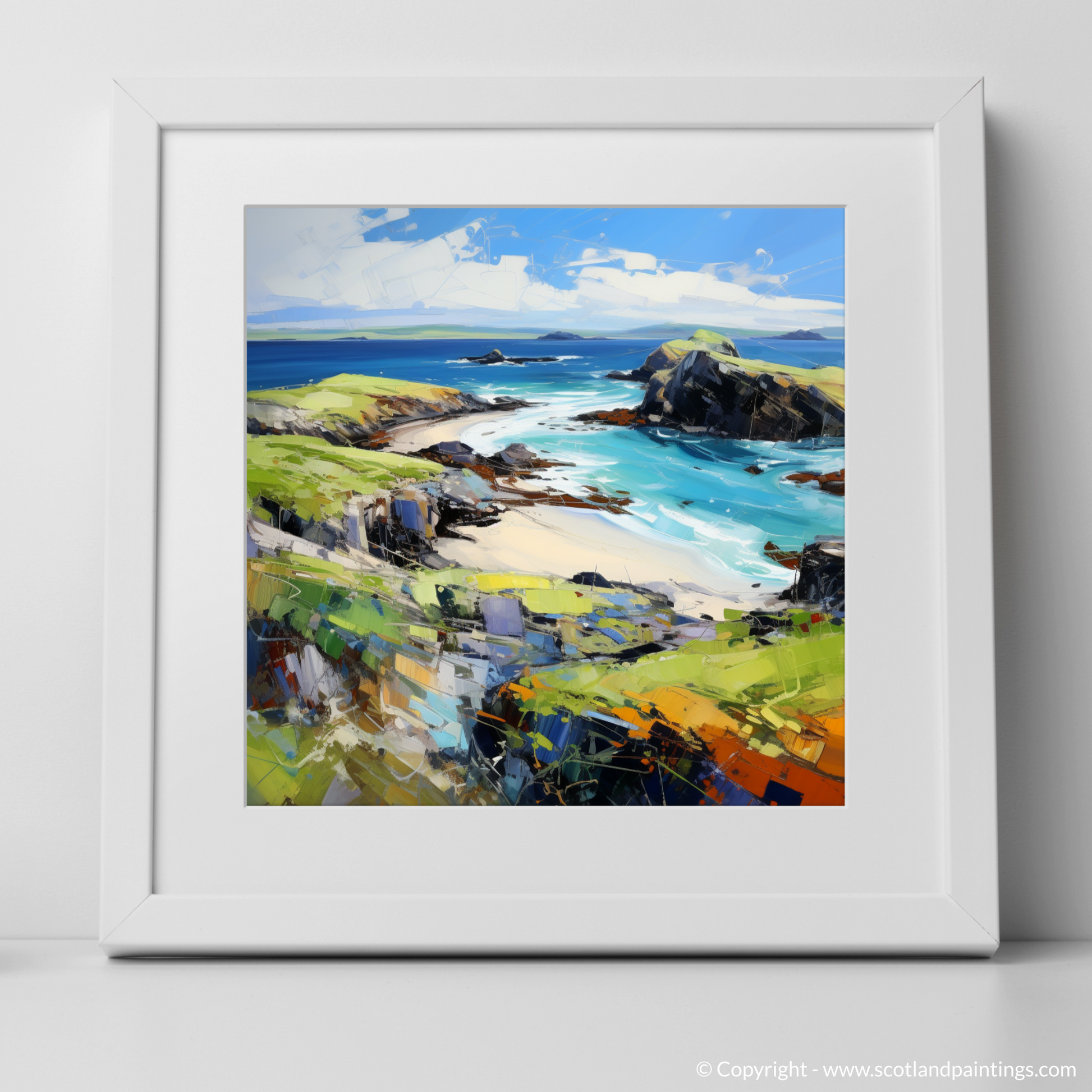 Art Print of Kiloran Bay, Isle of Colonsay with a white frame