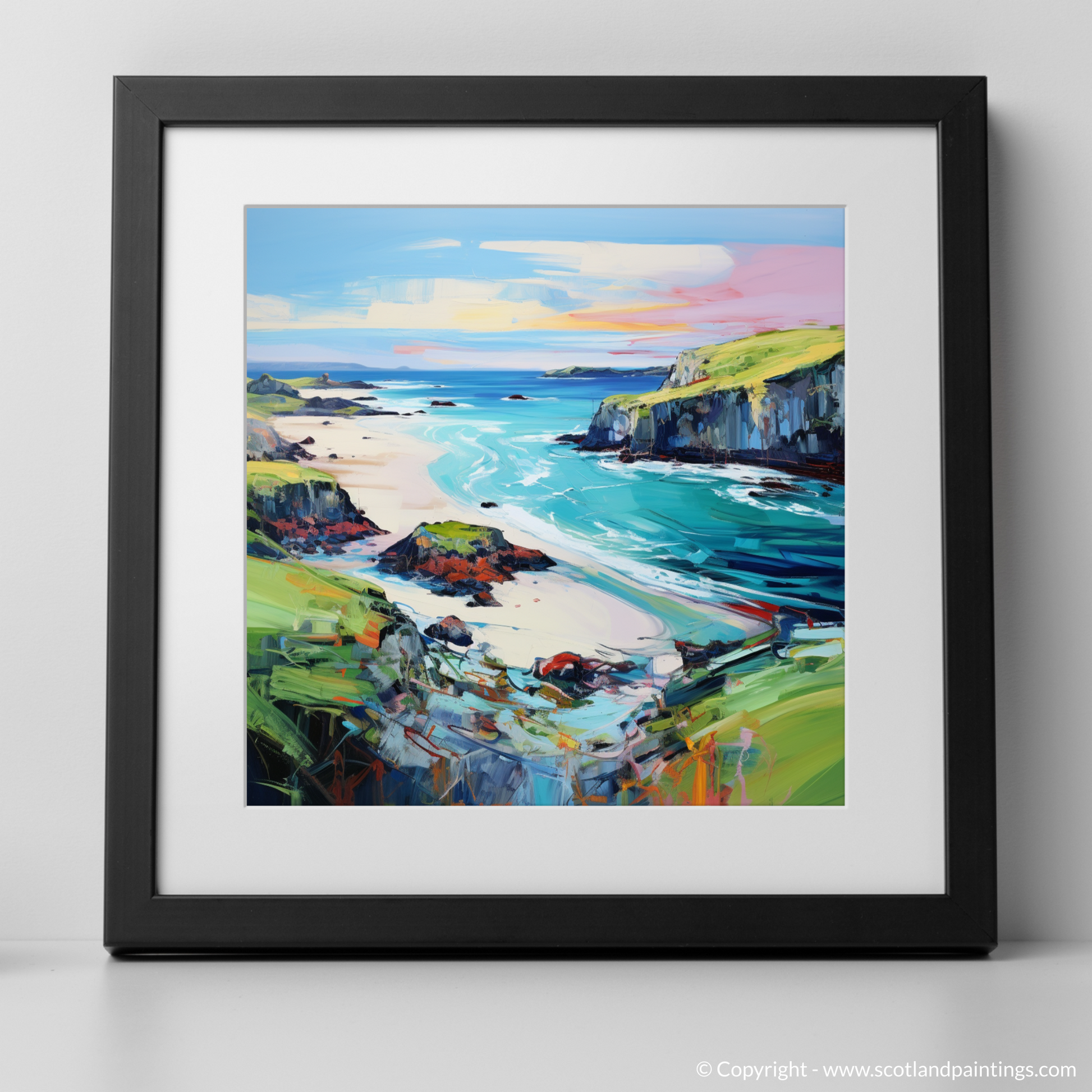 Art Print of Kiloran Bay, Isle of Colonsay with a black frame