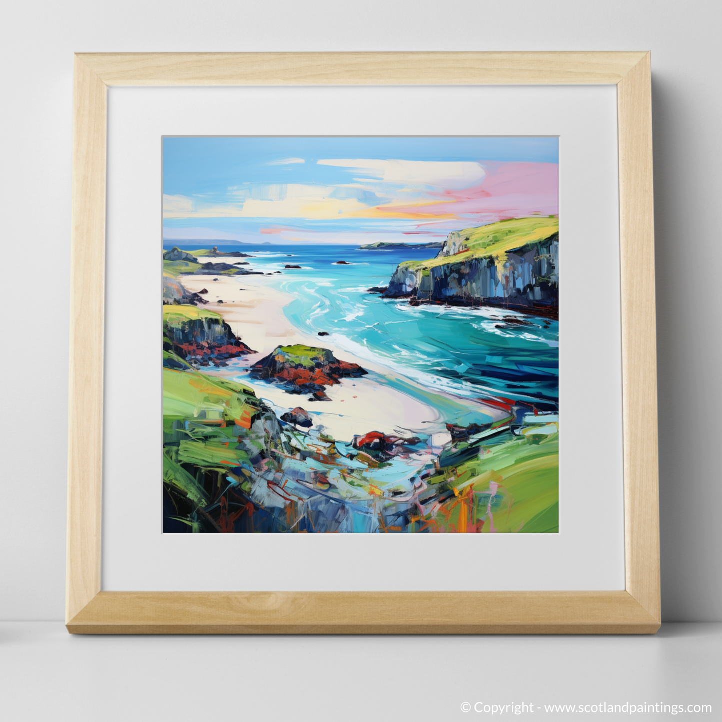 Art Print of Kiloran Bay, Isle of Colonsay with a natural frame