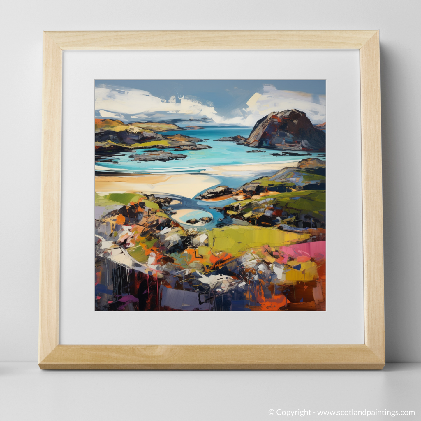 Art Print of Kiloran Bay, Isle of Colonsay with a natural frame