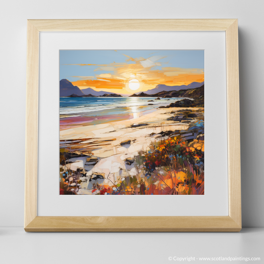 Art Print of Arisaig Beach at golden hour with a natural frame