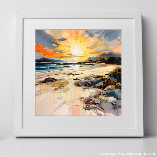 Painting and Art Print of Arisaig Beach at golden hour. Golden Hour Glow at Arisaig Beach.