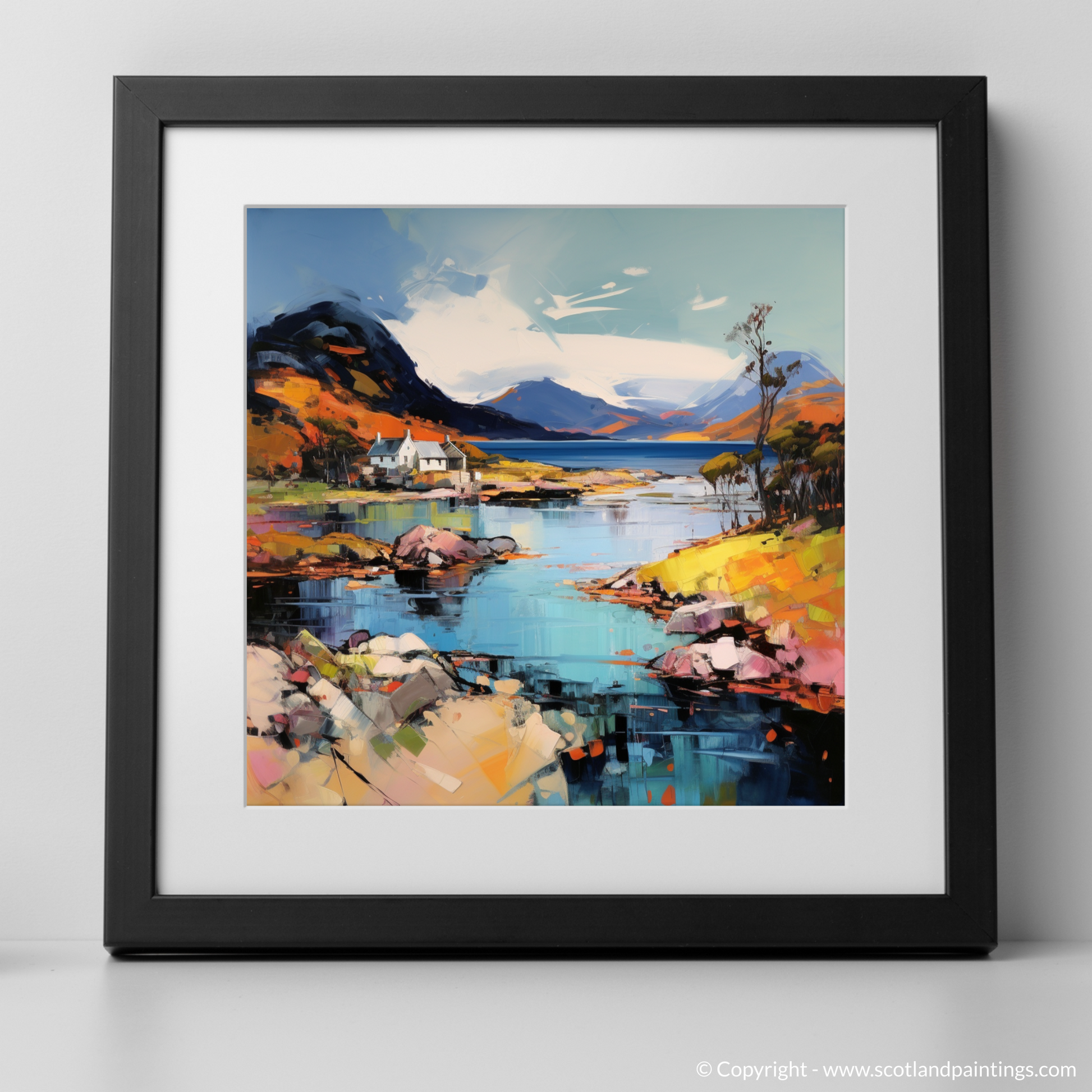 Art Print of Shieldaig Bay, Wester Ross with a black frame