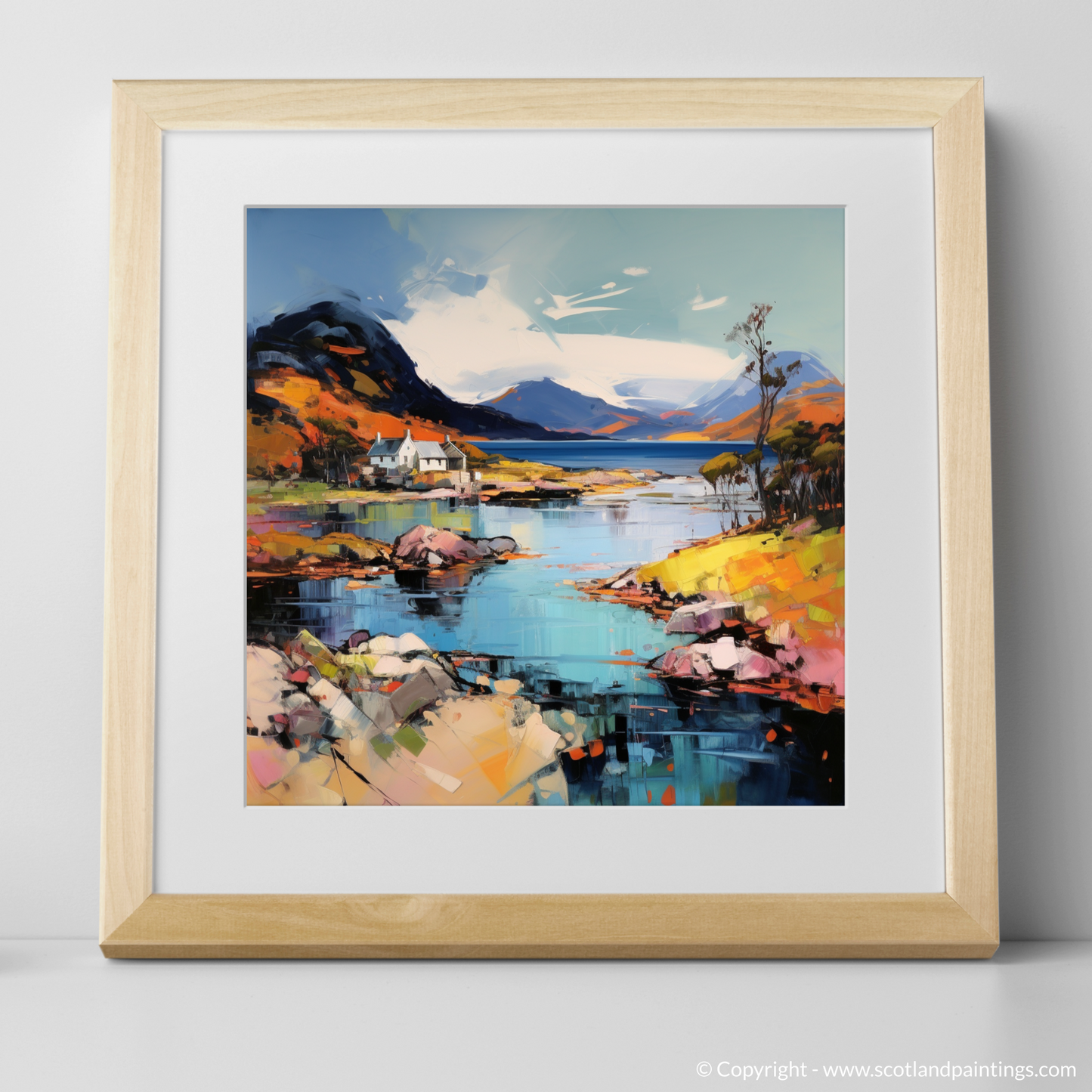 Art Print of Shieldaig Bay, Wester Ross with a natural frame