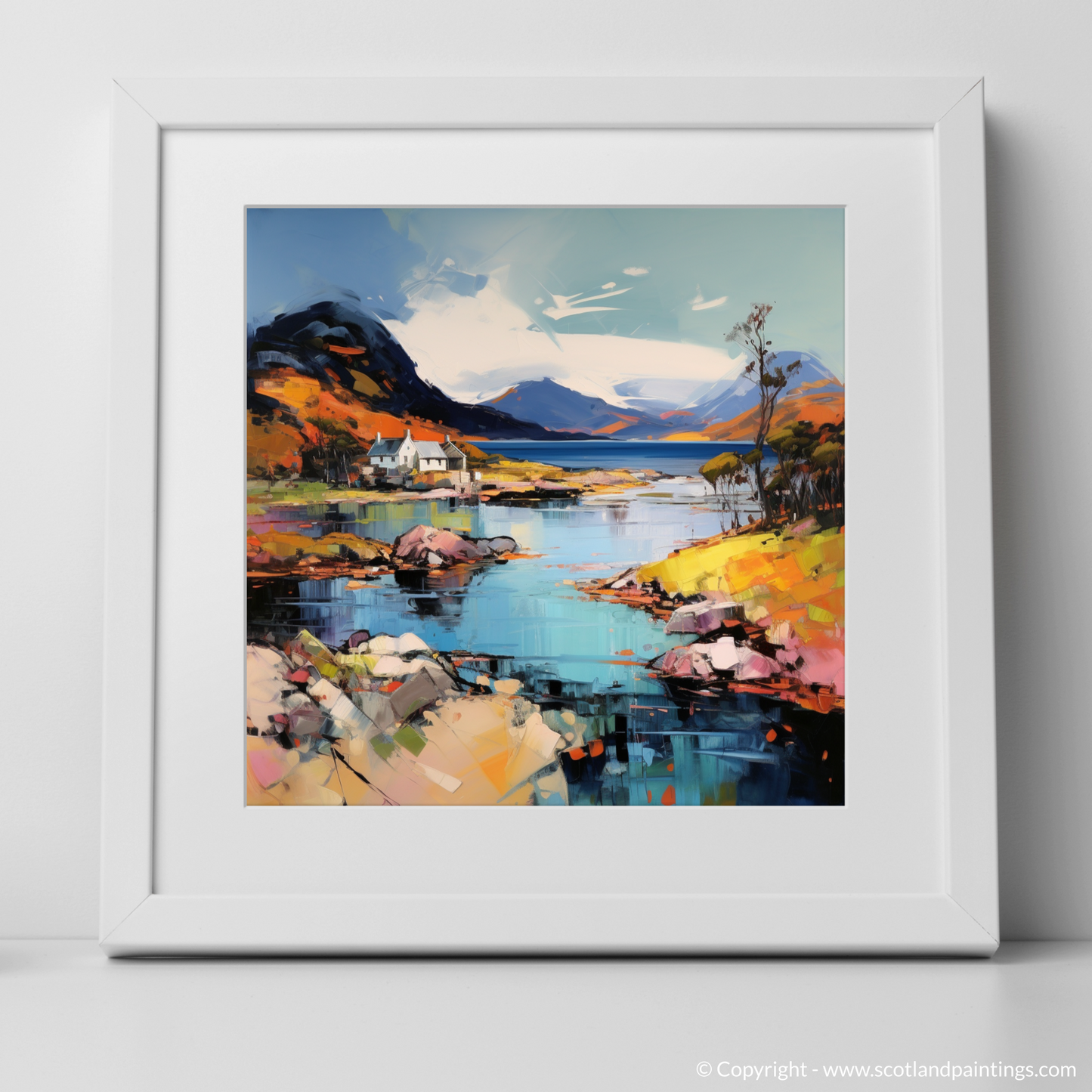 Art Print of Shieldaig Bay, Wester Ross with a white frame