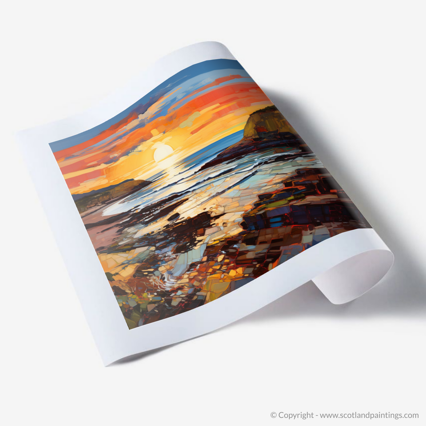 Art Print of Coldingham Bay at golden hour