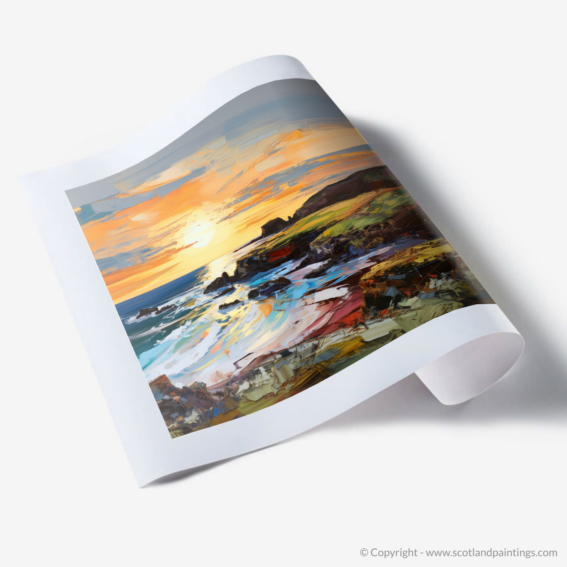 Art Print of Coldingham Bay at golden hour