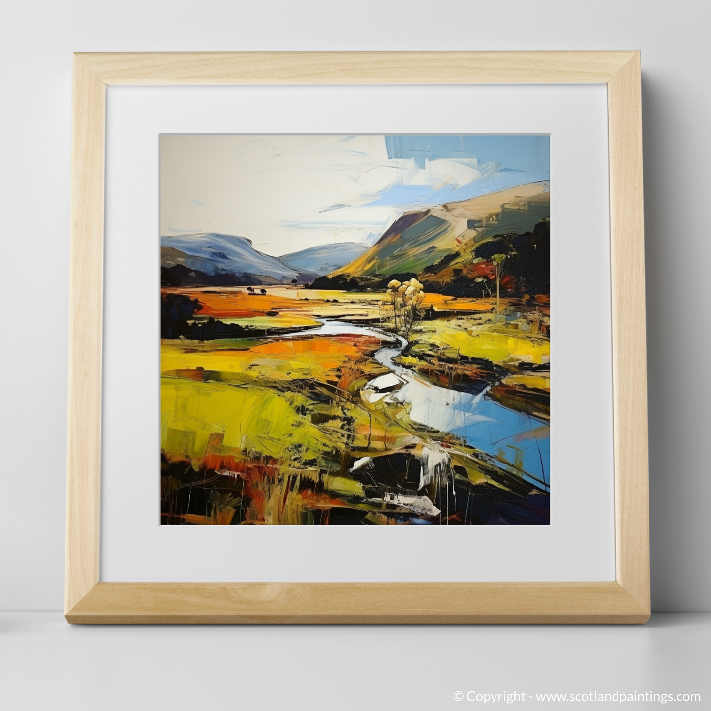 Art Print of Glen Esk, Angus with a natural frame