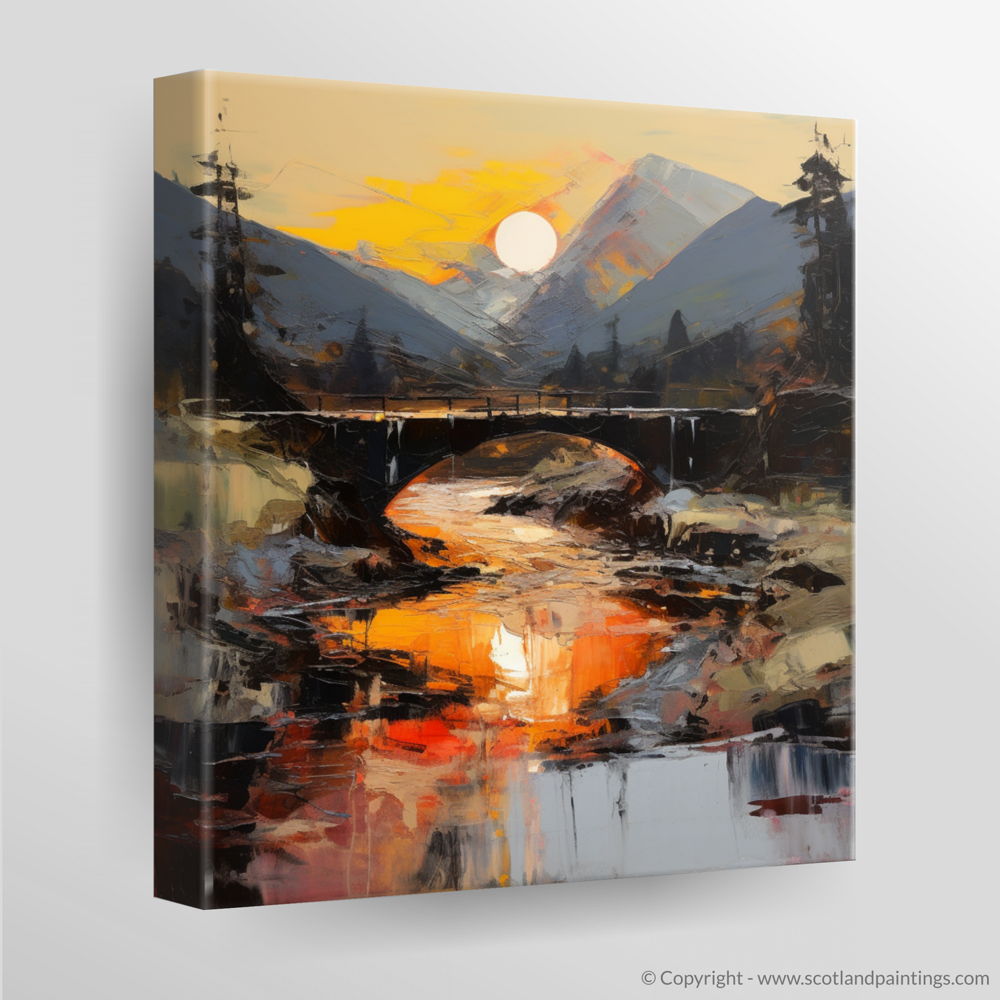 Canvas Print of Rustic bridge at twilight in Glencoe