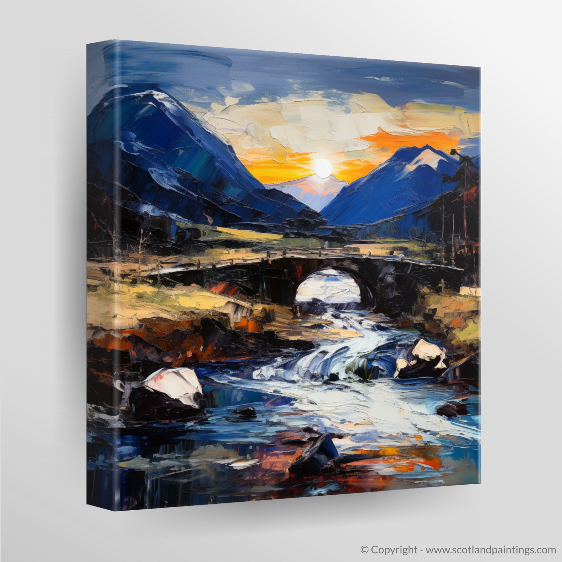 Canvas Print of Rustic bridge at twilight in Glencoe