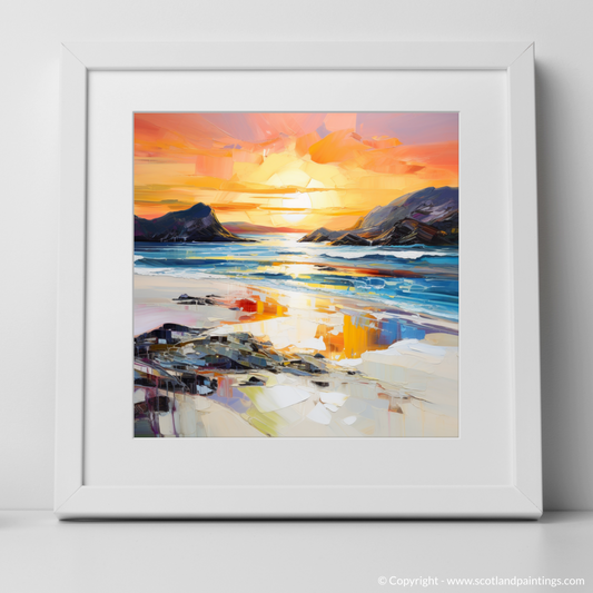 Art Print of Traigh Mhor at sunset with a white frame