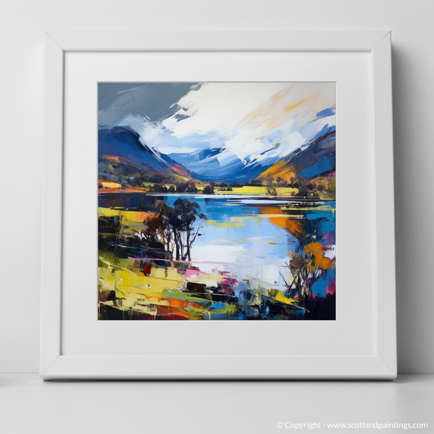 Art Print of Loch Earn, Perth and Kinross with a white frame