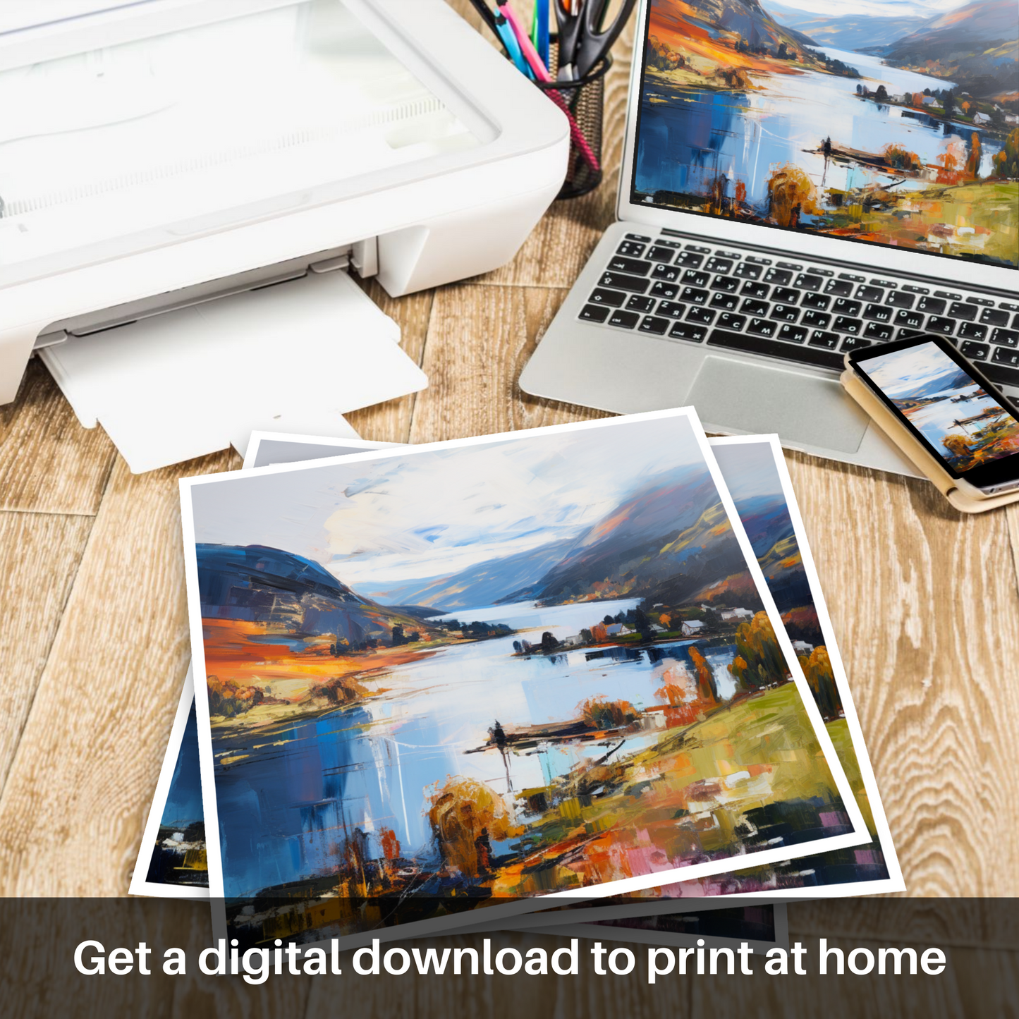 Downloadable and printable picture of Loch Earn, Perth and Kinross