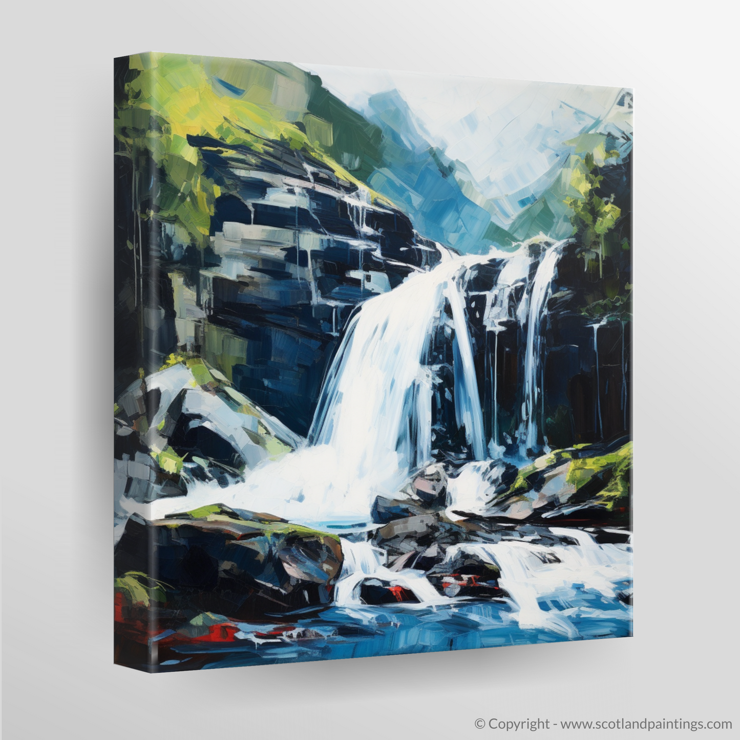 Canvas Print of Cascading waterfall in Glencoe