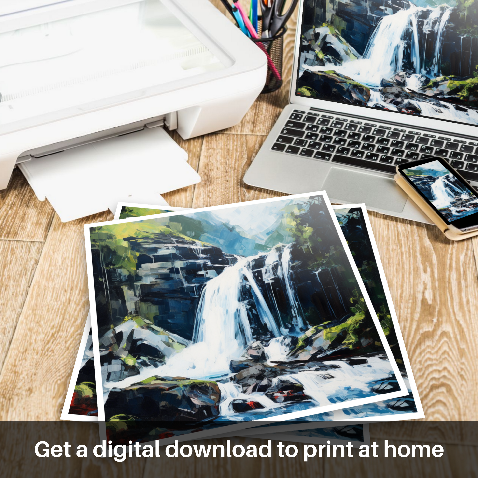 Downloadable and printable picture of Cascading waterfall in Glencoe