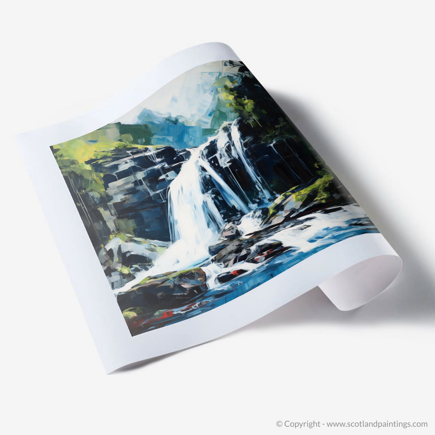 Art Print of Cascading waterfall in Glencoe
