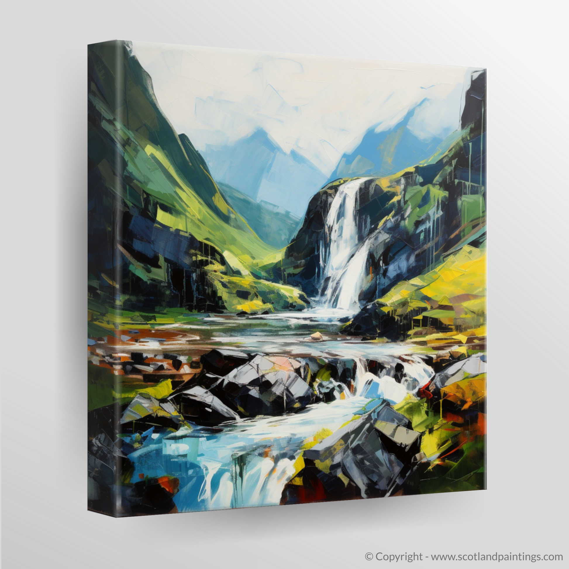 Canvas Print of Cascading waterfall in Glencoe