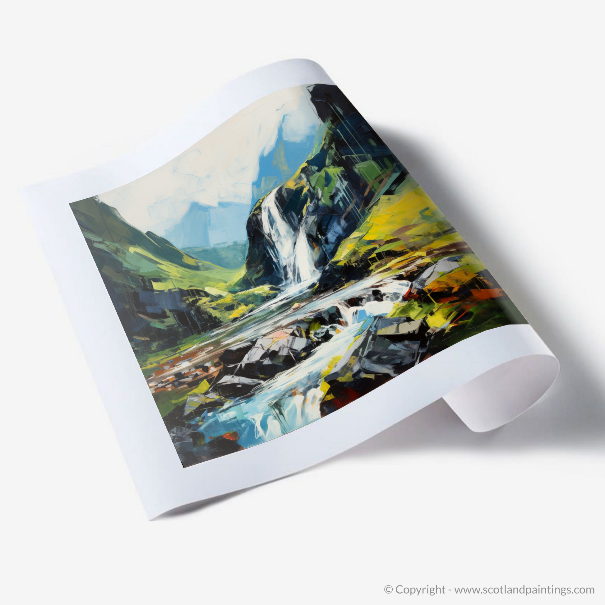 Art Print of Cascading waterfall in Glencoe