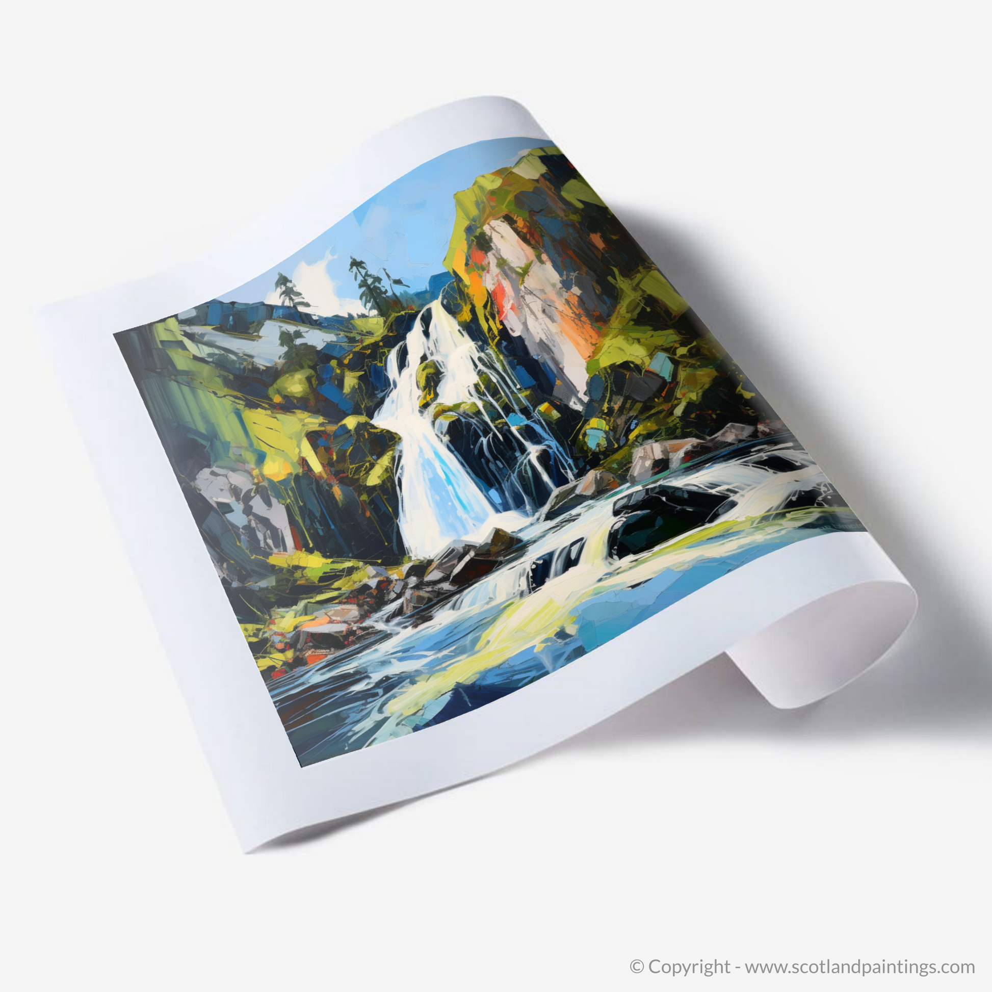 Art Print of Cascading waterfall in Glencoe