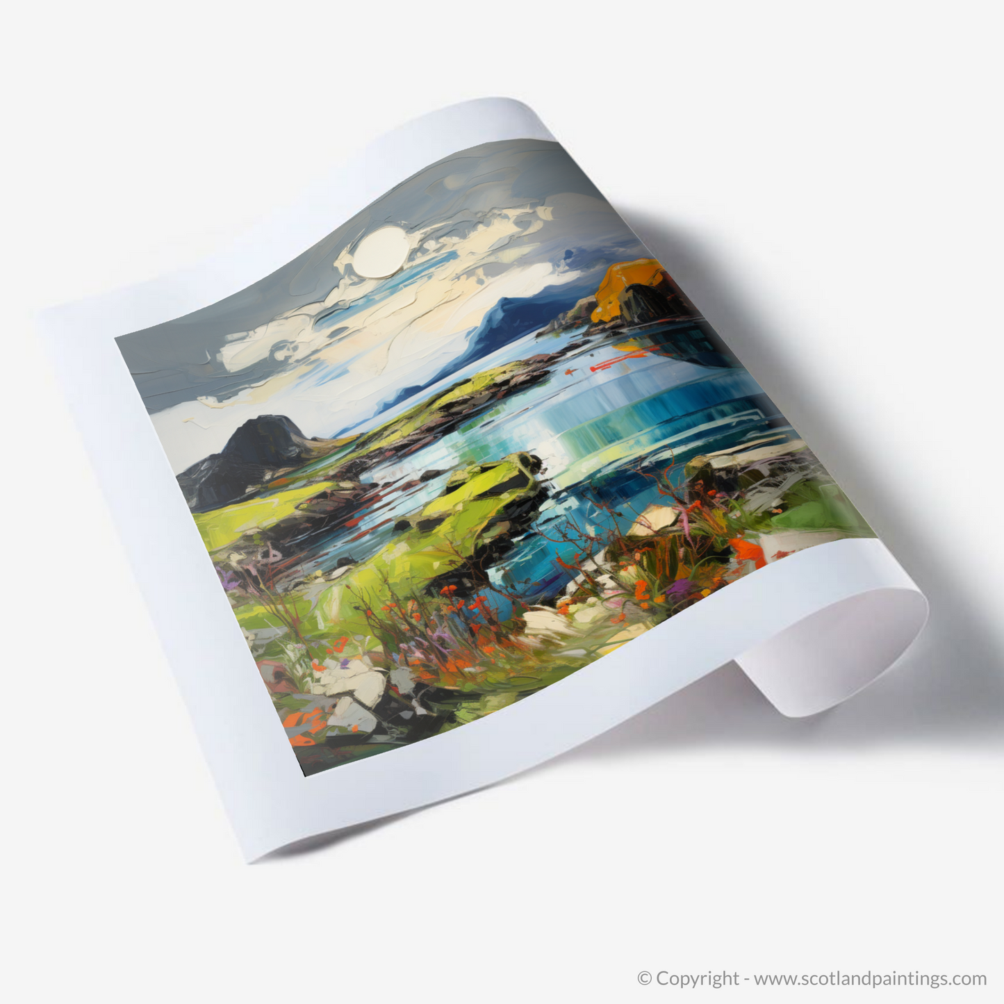 Painting and Art Print of Isle of Canna, Inner Hebrides. Isle of Canna Enchantment: An Expressionist Journey.