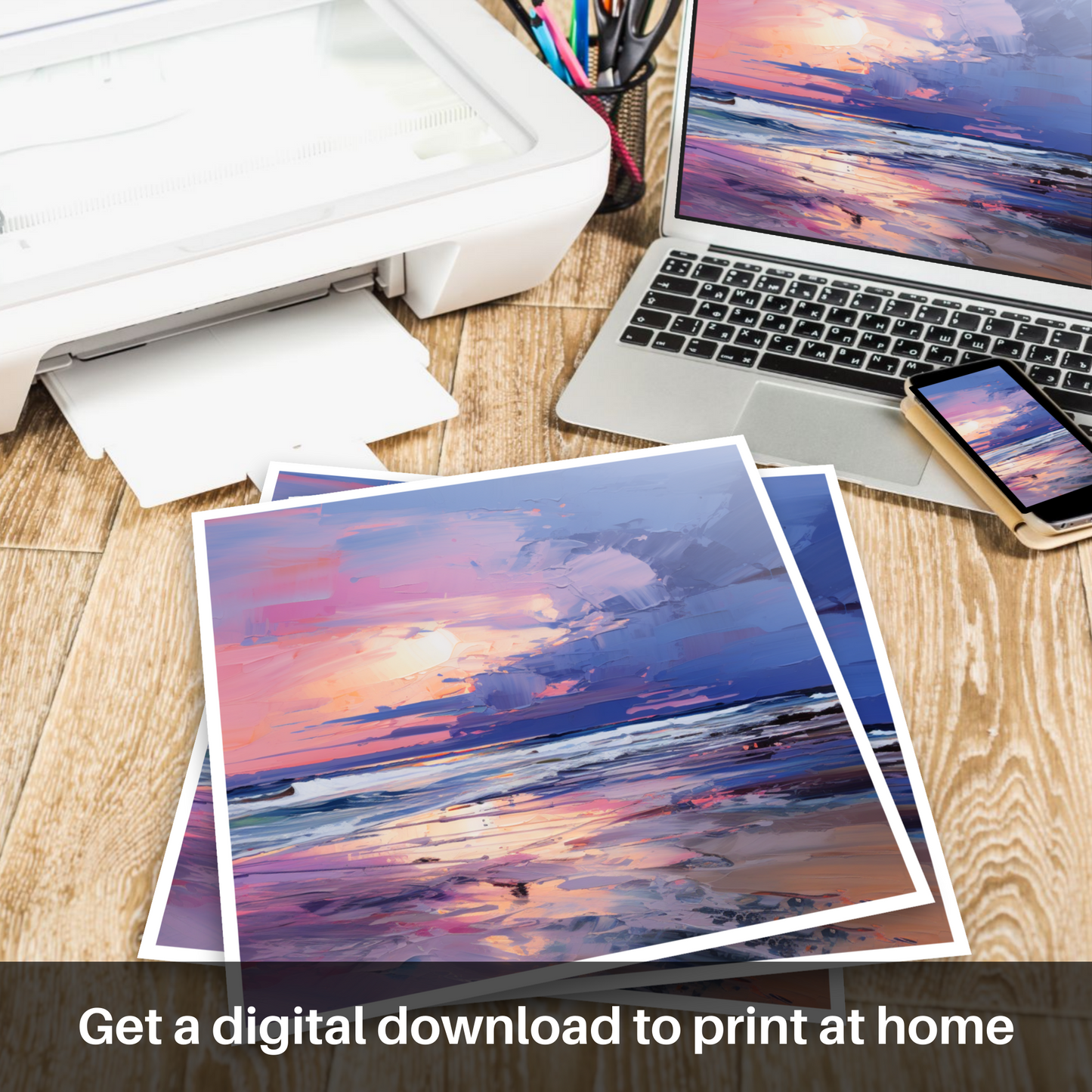 Downloadable and printable picture of Balmedie Beach at dusk