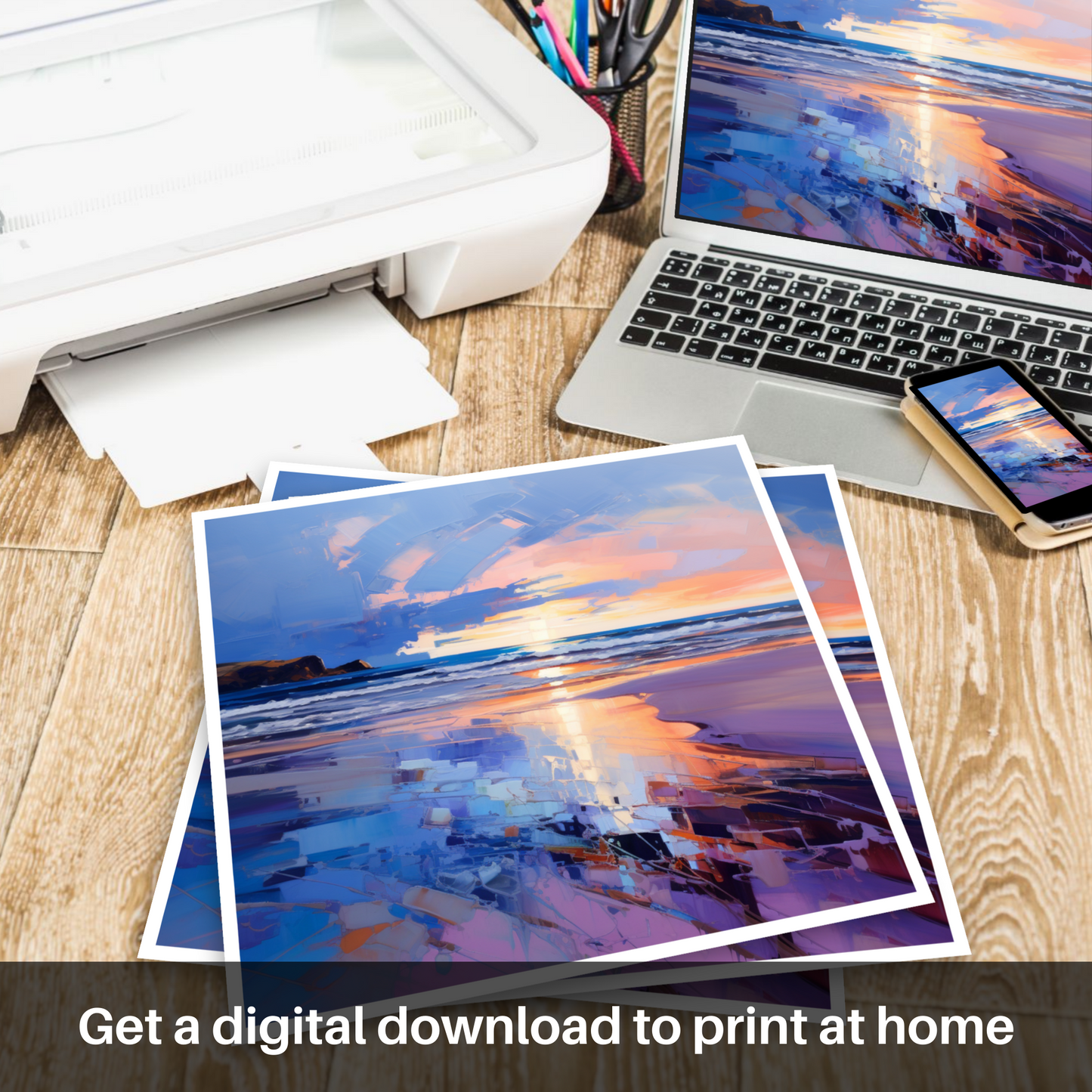 Downloadable and printable picture of Balmedie Beach at dusk