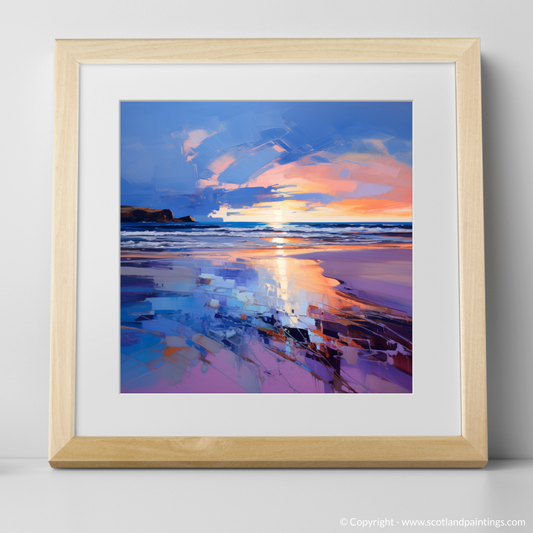 Art Print of Balmedie Beach at dusk with a natural frame