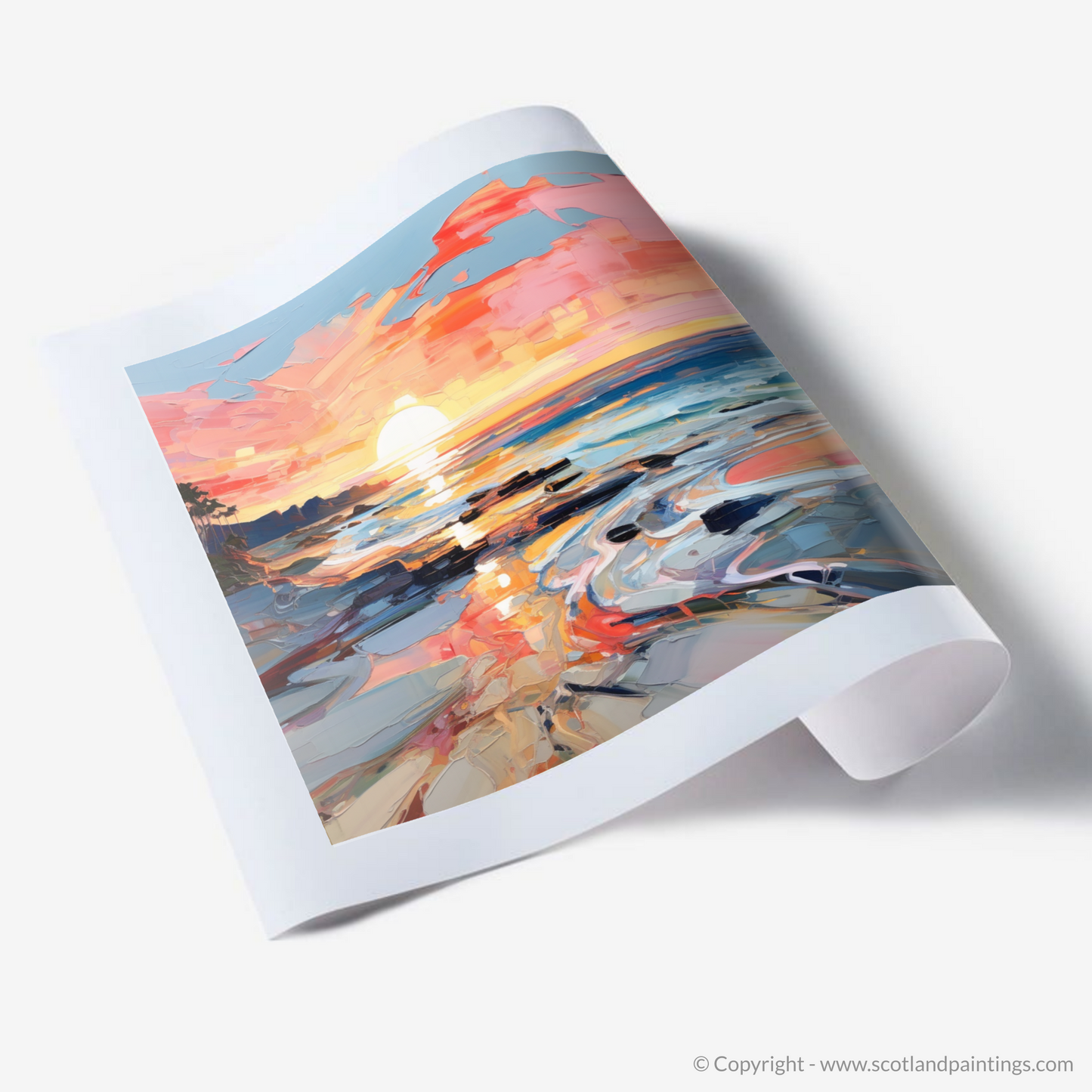 Art Print of Coral Beach at sunset