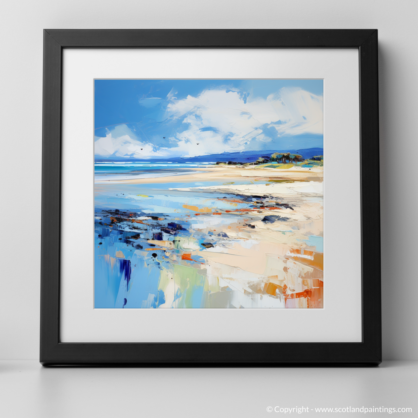 Art Print of Nairn Beach, Nairn with a black frame