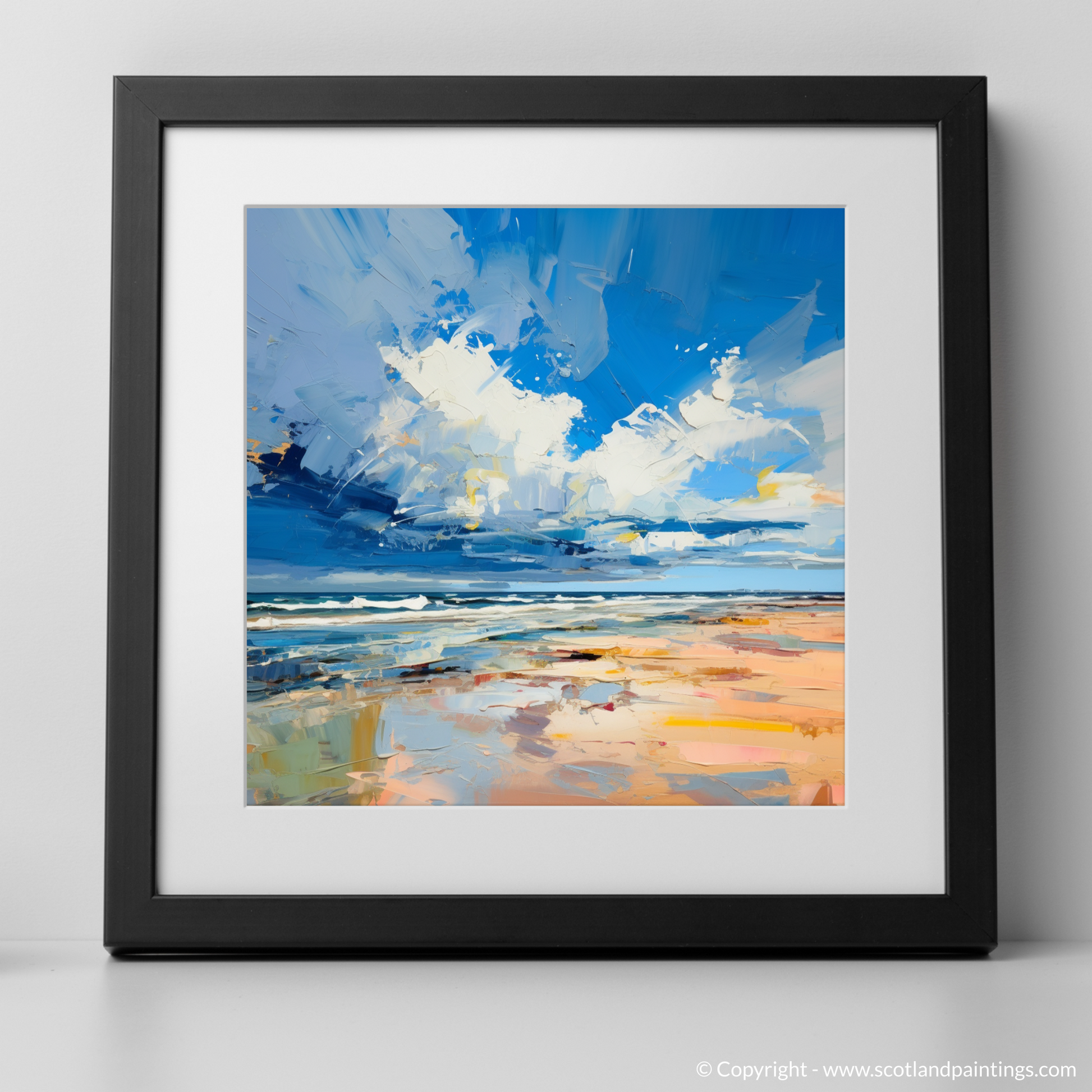 Art Print of Nairn Beach, Nairn with a black frame