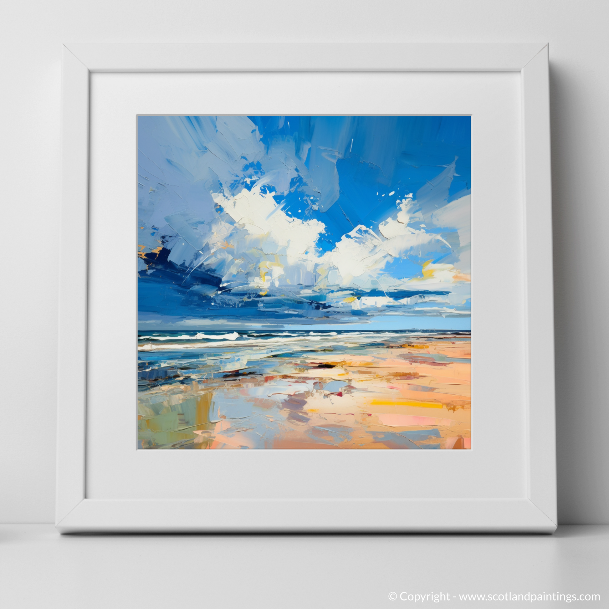 Art Print of Nairn Beach, Nairn with a white frame