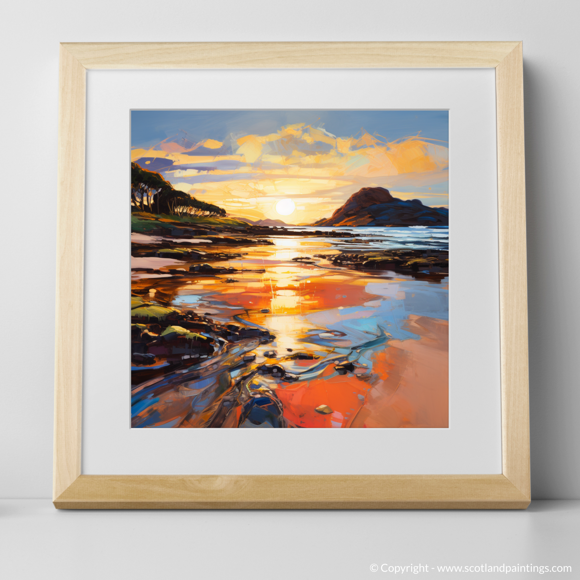 Art Print of Kiloran Bay at golden hour with a natural frame